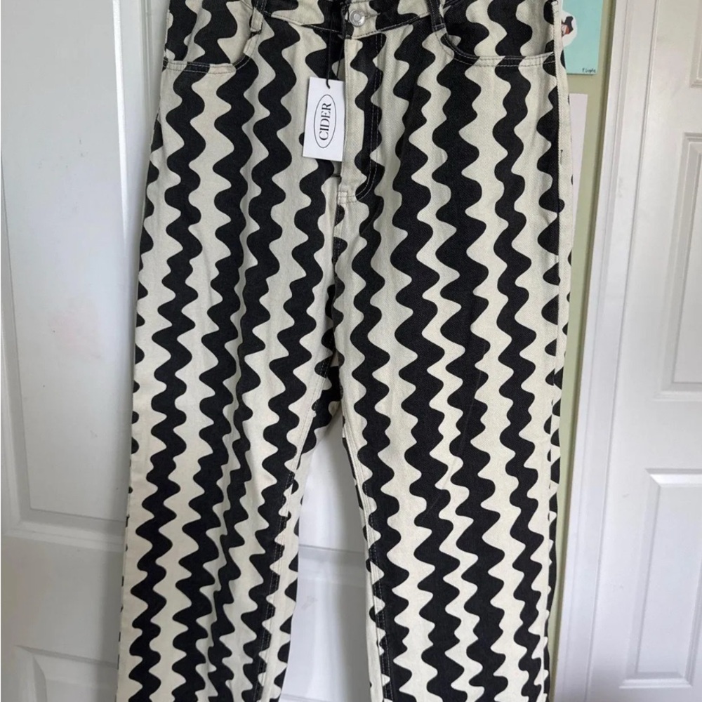 Cider Black and White Straight Leg Jeans